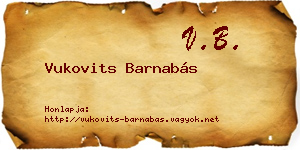 Vukovits Barnabás névjegykártya